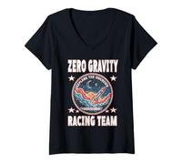Women's Zero Gravity Racing Team Explore The Unknown Retro Space V-Neck T-Shirt