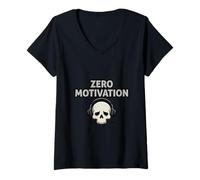 Women's Zero Motivation Funny Relatable Mood Design V-Neck T-Shirt