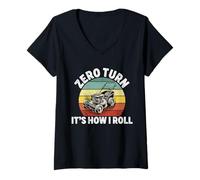 Womens zero turn lawn mower It's how I roll Lawn Mowing Gardening V-Neck T-Shirt