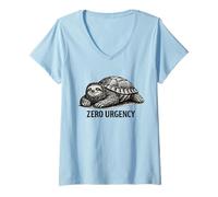 Women's Zero Urgency Funny Sloth Tortoise Hybrid Chill Animal Design V-Neck T-Shirt