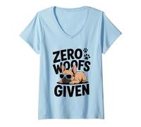 Womens Zero Woofs Given French Bulldog Humor V-Neck T-Shirt