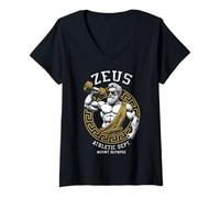Womens Zeus Gym Athletic Department Funny Greek God Workout Muscle V-Neck T-Shirt