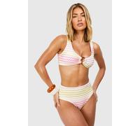 Womens Zig Zag O-Ring Plunge Bikini Top - Pink - 10, Pink