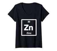 Womens Zinc - Zn Periodic Table of Elements, Science Gifts V-Neck T-Shirt