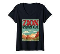 Women's Zion National Park Outdoors Angels Landing Utah 1919 V-Neck T-Shirt