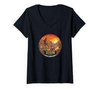 Women's Zion National Park Sunset Canyon Desert Adventure V-Neck T-Shirt