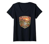 Women's Zion National Park Utah Novelty Graphic Design Souvenirs V-Neck T-Shirt