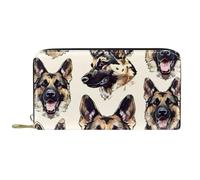 Women's Zip Around Wallet and Phone Clutch, German Shepherd Painting,Travel Purse Leather Clutch Bag Card Holder Organizer Wristlets Wallets