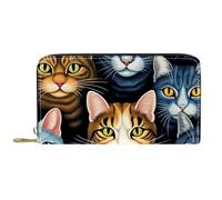 Women's Zip Around Wallet and Phone Clutch, Spring Cats O,Travel Purse Leather Clutch Bag Card Holder Organizer Wristlets Wallets
