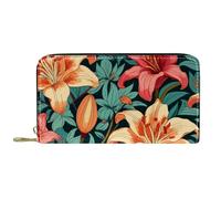 Women's Zip Around Wallet and Phone Clutch, Spring Garden Lily,Travel Purse Leather Clutch Bag Card Holder Organizer Wristlets Wallets