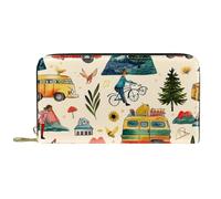 Women's Zip Around Wallet and Phone Clutch, Travel Routes Pattern,Travel Purse Leather Clutch Bag Card Holder Organizer Wristlets Wallets