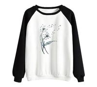 Womens Zip Hoodie Dear Person Behind Me Hoodie Birthday Gifts for Women Activewear Women's Dandelion Print Colorblock Casual Fashion Sweatshirt Top (6-Black, XXXL) Sale Promotion