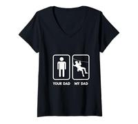 Womens Zip Line Your Dad My Dad Ziplining Zipliner Aerial Adventure V-Neck T-Shirt