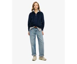 Women's zip-neck velvet sweatshirt Superdry Bleu L