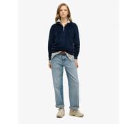 Women's zip-neck velvet sweatshirt Superdry Bleu M