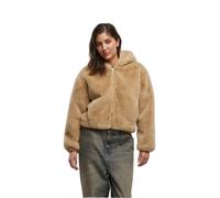 Women's zip-up faux fur hoodie Urban Classics Beige S