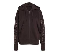 adidas Women's Seasonal Essentials Animal Print 3-Stripes Full-Zip Hooded Track Top Sweatshirt, Aurora Coffee/MULTICOLOR/preloved brown, XS