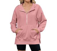 Women's Zip Up Hoodie Fleece Pullover Casual Long Sleeve Full Zip with Stand-Up Collar for Everyday Use All Year Round Comfort Fleece Pullover, pink, XL