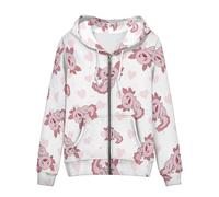Womens Zip Up Hoodie Oversized Drawstring Jacket Long Sleeve Lightweight Fall Sweatshirt with Pockets, Axolotl, 5X-Large