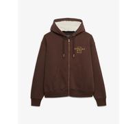 Superdry Hoodies Luxe Fur Lined Zip Hoodie in Brown UK 12