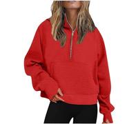 Womens Zip Up Hoodie,Womens Sweatshirts Half Zip Cropped Pullover Fleece Quarter Zipper Hoodies Fall Outfits Clothes