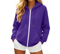 Women's Zip Up Hoodies Drawstring Lightweight Plain Jacket, Back to School Soft Long Sleeve Relaxed Fit Casual Oversized Hoodie Autumn Sport Uni Clothing for University Running