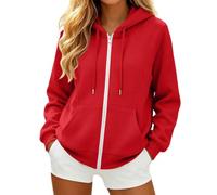 Women's Zip Up Hoodies Drawstring Lightweight Plain Jacket, Back to School Soft Long Sleeve Relaxed Fit Casual Oversized Hoodie Autumn Sport Uni Clothing for University Running
