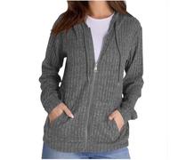 Womens Zip Up Hoodies Sweatshirt Cardigans Oversized Open Front Sweater Long Sleeve Tunic Tops Ladies Lightweight Jackets Outwear with Pockets Drawstrings Casual Work Clothes S-XXL Dark Gray
