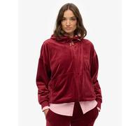 Women's zip-up velvet hoodie Superdry Country Club Rouge M