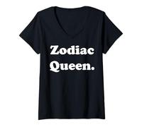 Womens Zodiac Queen Astrology Horoscope Stars V-Neck T-Shirt