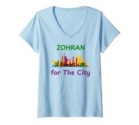 Womens Zohran Mamdani for NYC Mayor Funny Cool Progressive The City V-Neck T-Shirt