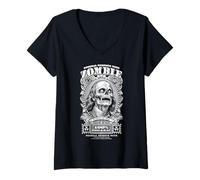 Womens Zombie Benjamin Franklin Halloween Banknote Horror Dollar V-Neck T-Shirt