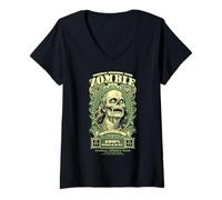 Womens Zombie Benjamin Franklin Halloween Banknote Horror Dollar V-Neck T-Shirt
