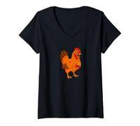 Womens Zombie Chicken Rooster Farm Farmer - Undead Scare Boo Spook V-Neck T-Shirt