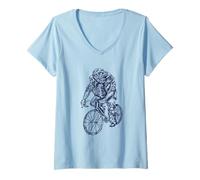 Womens Zombie Cycling Bicycle Cool Cyclist Funny Biker Riding Bike V-Neck T-Shirt
