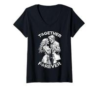 Womens Zombie Dancing Couple Together Forever Couples Halloween V-Neck T-Shirt
