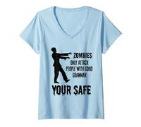 Women's Zombies Only Attack People with Good Grammar: Your Safe V-Neck T-Shirt