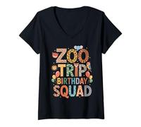 Womens Zoo Trip Birthday Squad Zoo Trip Zoo Keeper Wildlife Zoo V-Neck T-Shirt