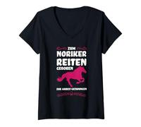 Womens Zum Noriker Reiten Geboren Noriker Pferd V-Neck T-Shirt