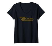 Womens ZZ Top Classic Logo V-Neck T-Shirt