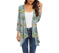 Women'S1Jackets Women Waterfall Cardigans Long Cardigan Irregular Women's Casual 3/4 Sleeve Shirts Flower Half Sleeves Jackets Cardigans Ladies Mid Length Cardigan Long for Women UK Purple