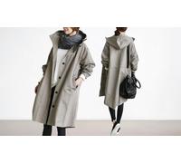 Women'sCasual Style Long Trench Coat:Dark Grey / M