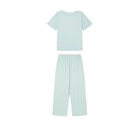 Women'secret Capri Green Stripes Ecovero Pyjama for Women, Green Lake, M