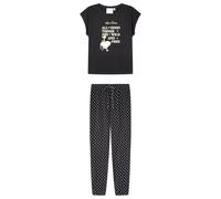 Women'secret Women's Long Pyjama Multilicense Happy Snoopy PJs, Black/White, L