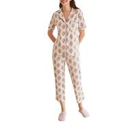 Women'secret Women's Mix and Match Spring Drops Capri Pyjamas Pajama Set, Ecru Print, M