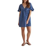 women'secret Women's Short Floral Textured Dress, Blue (Azul Medio), M
