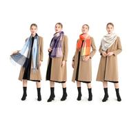 Women'sLong Shawl Grid Tassel Winter Warm Lattice Scarf:Orange