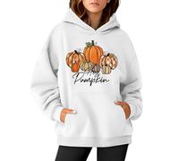 Womens's Halloween Sweatshirts Horror Face Print Hooded Fleece Lined Pullover Autumn Winter Warm Sweatshirt Party Costume Outfit Teenage Girls Fashion Hoodie Long Sleeve Shirts White
