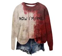 Womens's Halloween Sweatshirts Horror Theme Pullover Top Crew Neck Long Sleeve Design Soft Cotton Blend Material Festival Celebration Sweatshirt Ladies Blouse Fall and Winter Seasonal Clothing