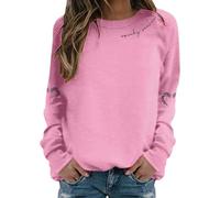 Womens's Halloween Sweatshirts Horror Theme Pullover Top Oversized Crewneck Sweatshirt Fall Casual Fleece Everyday Wear Ladies Long Sleeve Blouse and Winter Seasonal Clothing Pink